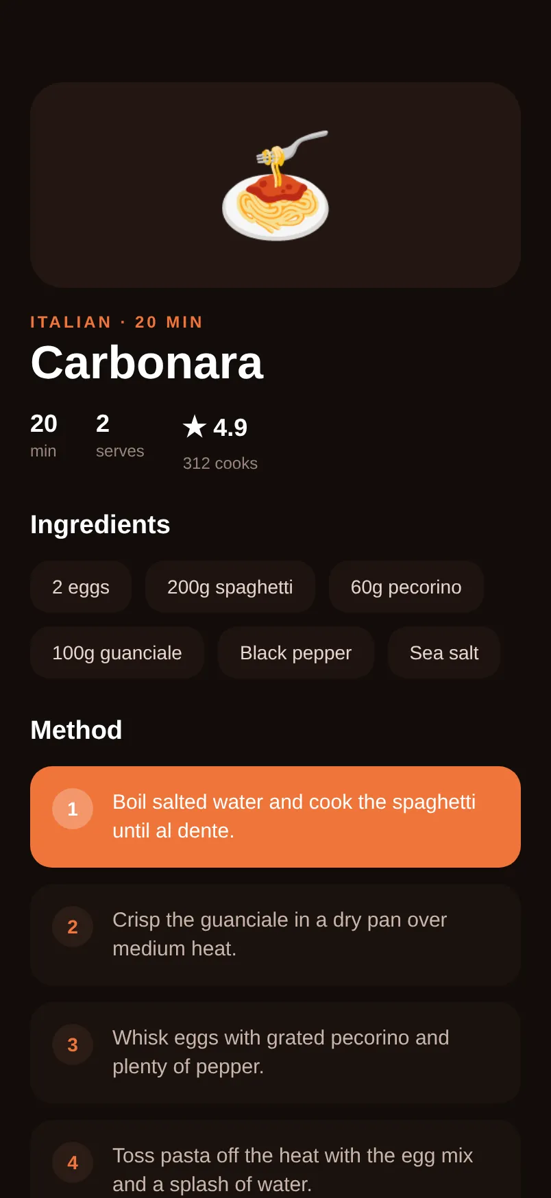 Simmer — Recipe preview 1